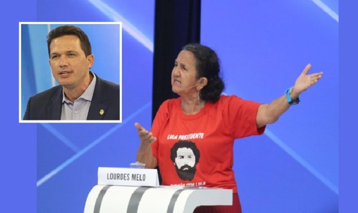 A sindicalista Lourdes Melo, candidata ao governo do estado do Piauí pelo Partido da Causa Operária (PCO), exigiu que o coronel Diego Melo (PL) entregasse a arma durante o debate realizado pela TV Meio Norte nessa quarta-feira (28)