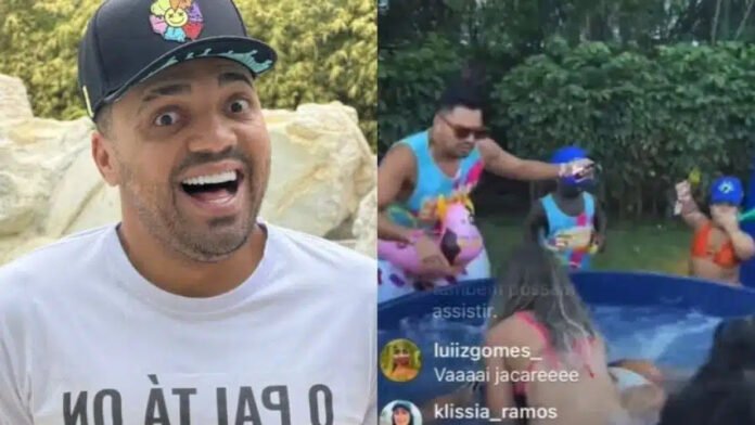 Comediante Tirulipa é expulso da Farofa da GKay por puxar biquíni de influencer